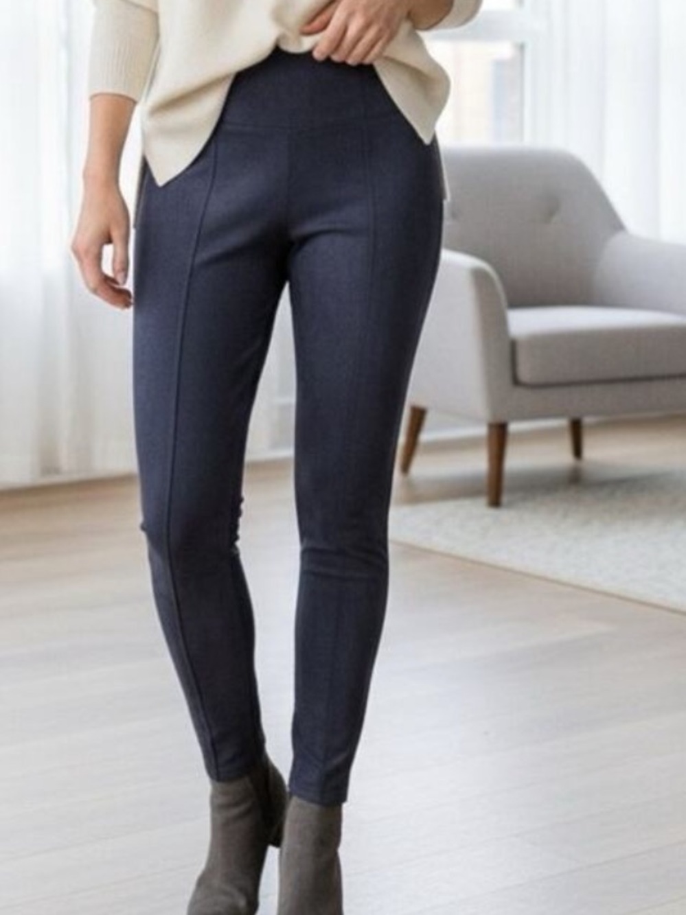 {SPANX} Faux Suede Leggings in Classic Navy - Women’s L- NWT